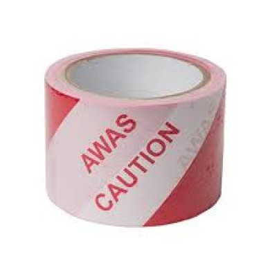 3" X 50M CAUTION AWAS RED WHITE BARRIER TAPE