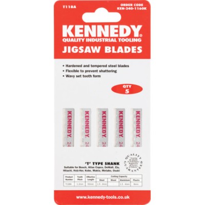 Kennedy 5pc High Speed Steel (HSS) Jigsaw Blades for Metals - KEN2401160K