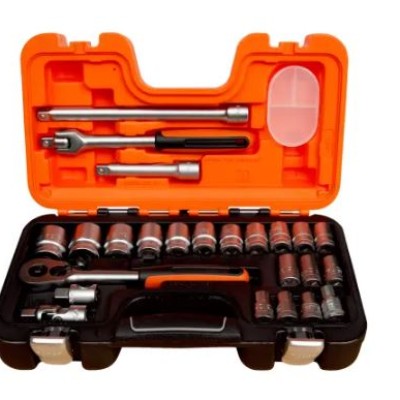 Bahco 24-Piece Metric 1 2 in Standard Socket Set with Ratchet, 6 point S240