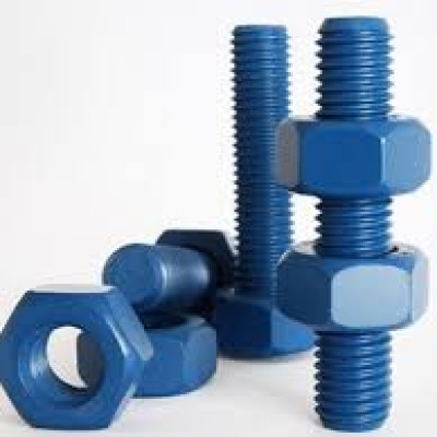 Stud Bolt A193-B7 + 2 nuts A194-2H Zn Ni Plated with PTFE coated Blue---3 4 x 110mm