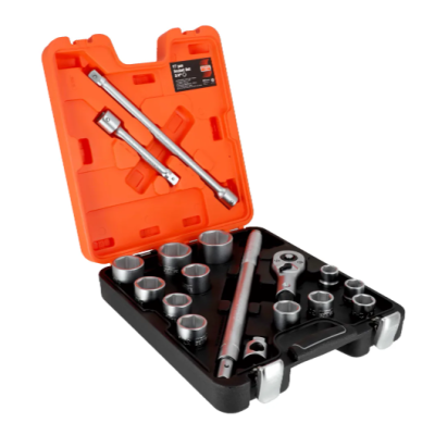 Bahco 17-Piece Metric 3 4 in Standard Socket Set with Ratchet, 6 point SLX 17