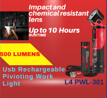 Milwaukee L4 PWL-301 REDLITHIUM™USB Rechargeable Pivoting Work Light   /   Milwaukee Torchlight