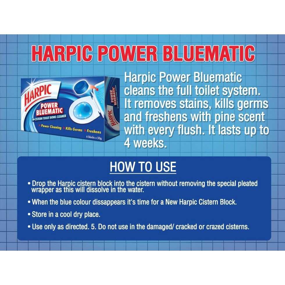 Harpic Power Bluematic Toilet Block (50g x 2 blocks)