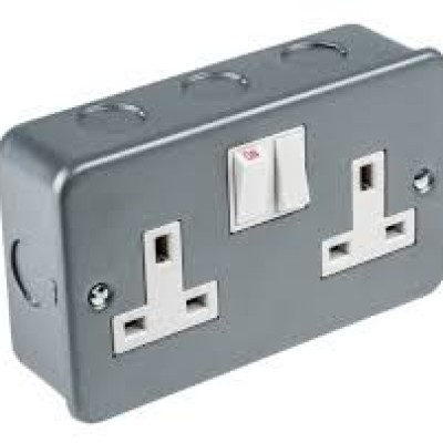 Socket Outlet Mounting Box, Double,  13A, 230-240 VAC Any Brand