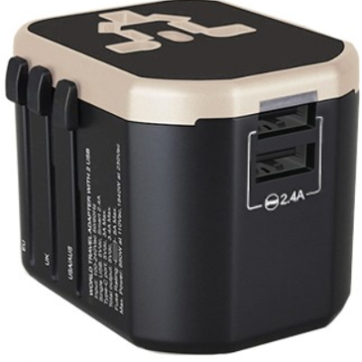 Premium Travel Adapter Dual USB Hub With Smart Charge 2.4A