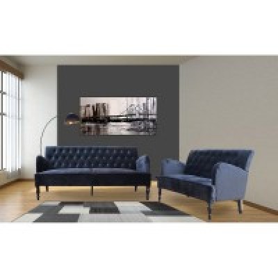 2 Seater Carolina Velvet Sofa Set - Black