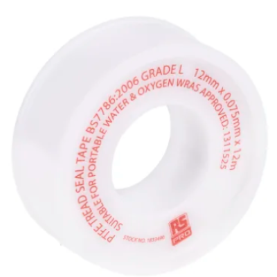 RS PRO White PTFE Tape, 12m x 12mm x 0.075mm [Stock No.: 183-3490] - 5 Pcs