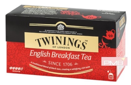 TWININGS ENGLISH BREAKFAST TEA UOM: 25 TEABAGS  /  BOX