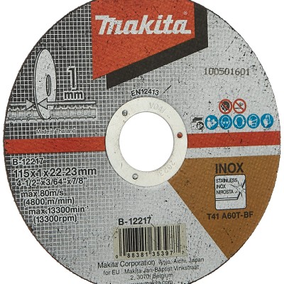 Makita B Aluminium Oxide Cutting Disc, 115mm x 1mm Thick, P60 Grit [10s]