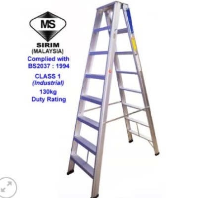 BS2037:1994 CLASS 1 Industrial 6 STEP & 8 STEP QUALITY ALUMINIUM LADDER  TANGGA ALUMINIUM BS2037 (DOUBLE SIDED) LD101