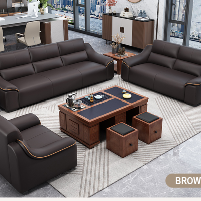 High-End Reception Sofa Set - Brown