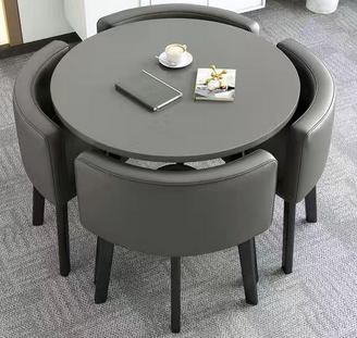 Luxury Dining Set With 4 PU Leather Chairs