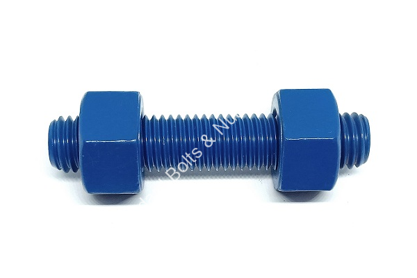 ASTM A193 B7M STUD BOLT C      /      W 2PCE ASTM A194 GR.2HM NUT - ZINC NICKEL + FCC BLUE SIZE : 7      /      8" X 150MM