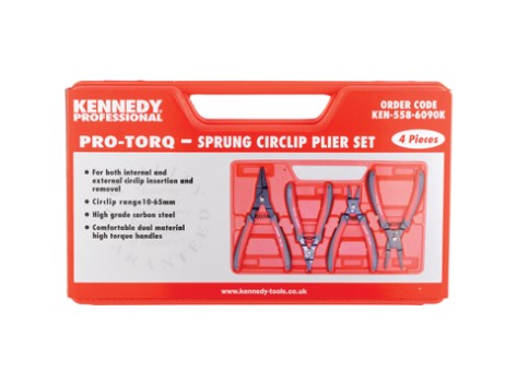 Kennedy KEN5586090K 10-65mm Sprung Circlip Plier Set 4 Piece, Internal & External