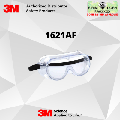 3M Safety Goggles 1621AF, Polycarbonate Lens for Splash, Dosh and Sirim Approved.