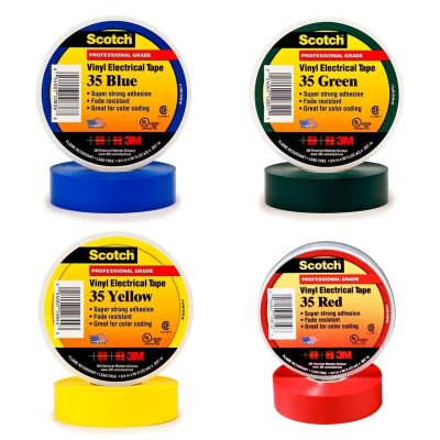 [4 COLOURS] 3M 35 SCOTCH VINYL ELECTRICAL TAPE 19MM X 20M