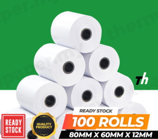 80mm x 60mm x 12mm Thermal Receipt Paper Roll