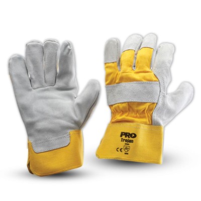 PROCHOICE SAFETY GEAR 940GY, YELLOW GREY leather construction gloves for general purpose, CE EN 388-3232 compliant, pack of 12 pairs .