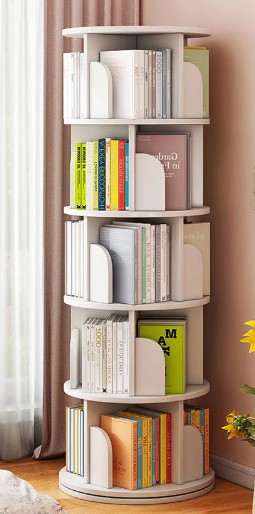 ROTATING BOOKSHELF  STORAGE RACK WITH WHEELS