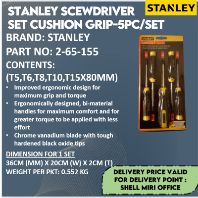 STANLEY 2-65-155 SCEWDRIVER SET CUSHION GRIP-5PC SET