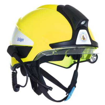 Drger HPS SafeGuard helmet 3701504, fluorescent yellow, standard size; includes various components and accessories