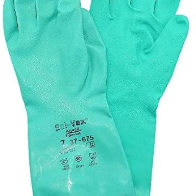 Ansell Sol-Vex 37-675 Green Nitrile Chemical Resistant Work Gloves