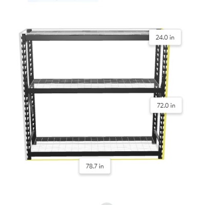 Muscle Rack 77"W x 24"D x 72"H 3-Tier Steel Welded Storage Rack, 4, 500 lb.