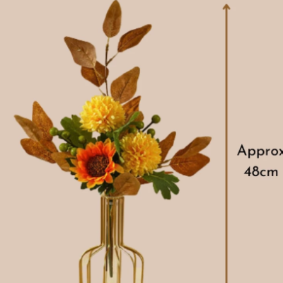 Nordic Premium Artificial Flower with Golden Vase - autumn