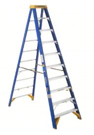 WERNER Stepladder: 10 ft Ladder Size, Fiberglass, 375 lb Load Capacity, 41 lb Wt, 7.7 ft Standing Ht