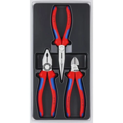 KNIPEX 002011 Plier Set, 3 Pliers, Knurled Grip, Manual, Plastic Part