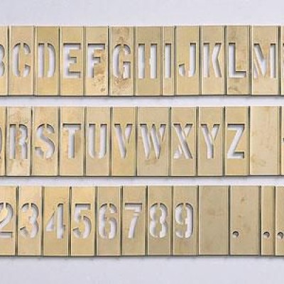 2" Brass Interlocking Letter and Number Stencil 92 Piece Set