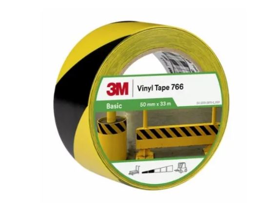 Tape : 3M 766 Black  /  Yellow Vinyl Lane Marking Tape, 50mm x 33mm