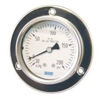 Wika pressure gauge,  233.55.025,  0-100 Psi ( Bar ),  1 4 in NPTM,  panel,  lower