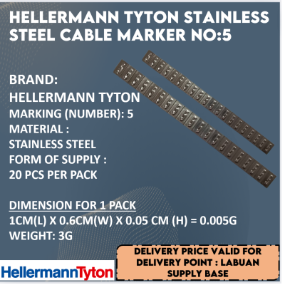 HELLERMANN STAINLESS STEEL MARKER NUMBER: 5