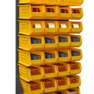 Free Standing, 16 Gauge, Louvered Panel Rack, 35-1 2 x 13-1 2 x 68-1 2  Hook-On-Bins