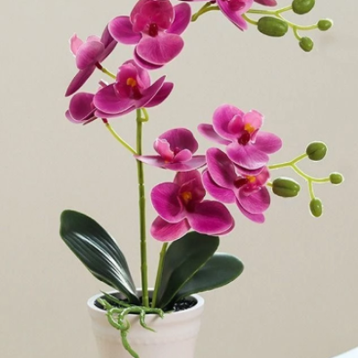 Realistic Artificial Orchid Bonsai Potted- purple