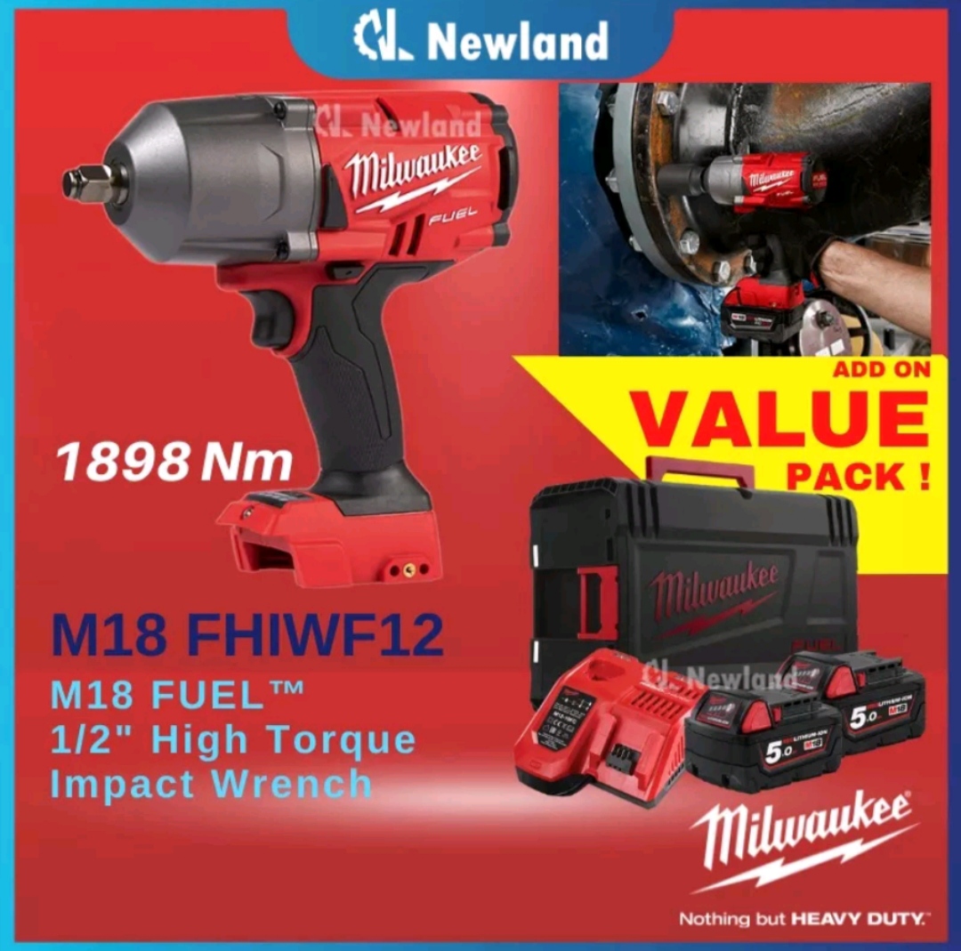 Milwaukee M18 FHIWF12 Fuel 1  /  2" High Torque Impact Wrench 1898NM