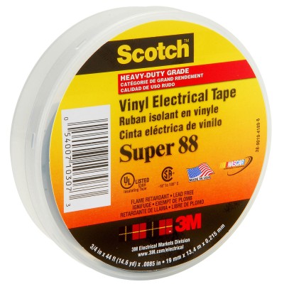 3M Scotch Super 88 Black Polyvinyl Chloride Electrical Insulation Tape