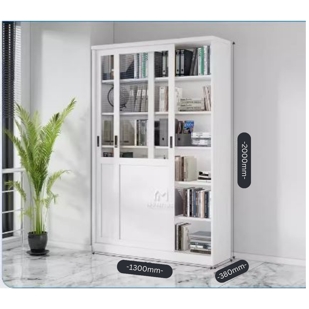 Office password lock bookcase glass sliding door