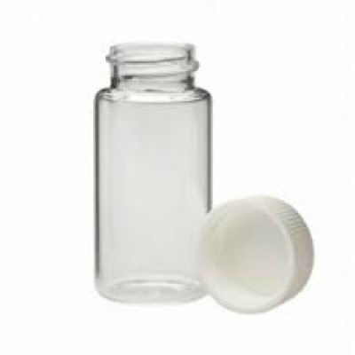 Vial 30ml, Specimen OD 27 x 84mm, Black, PP Screw Cap and PELiner, Clear Glass, 100 pk