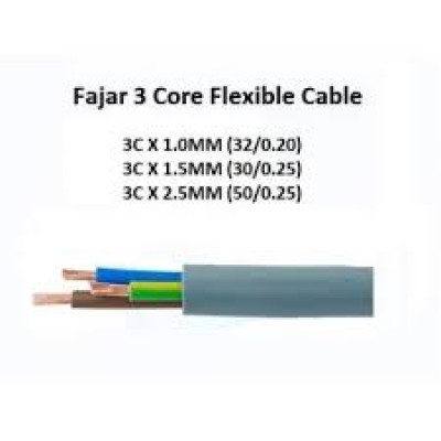 Cable,  TRS Synthetic Rubber, TRS, 3C X 2.5mm X 100M Brand : Fajar Cable