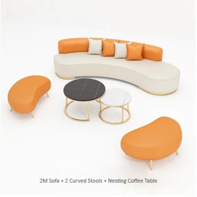 2M Sofa + 2 Curved Stools + Nesting Coffee Table