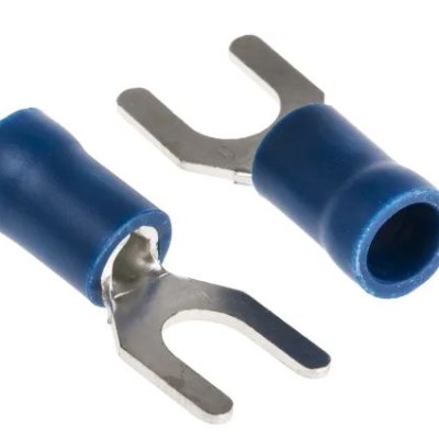 RS PRO Insulated Crimp Spade Connector, 1.5mm to 2.5mm, 16AWG to 14AWG, M5 Stud Size Vinyl, Blue Stock no: 534-610 "