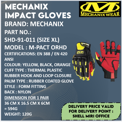 MECHANIX SHD-91-011 IMPACT GLOVES (SIZE XL)