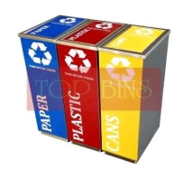 Stainless Steel Recycle Bin Rectangular C  /  W Flip Top (3-in-1)