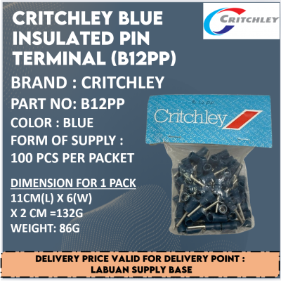 CRITCHLEY BLUE INSULATED PIN TERMINAL (B12PP)