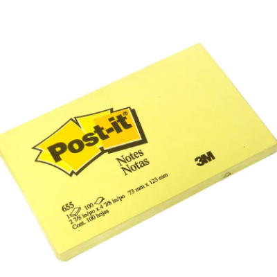 3M Post-it Yellow Sticky Notes 655 - 3'' x 5'' (73MM x 123MM)