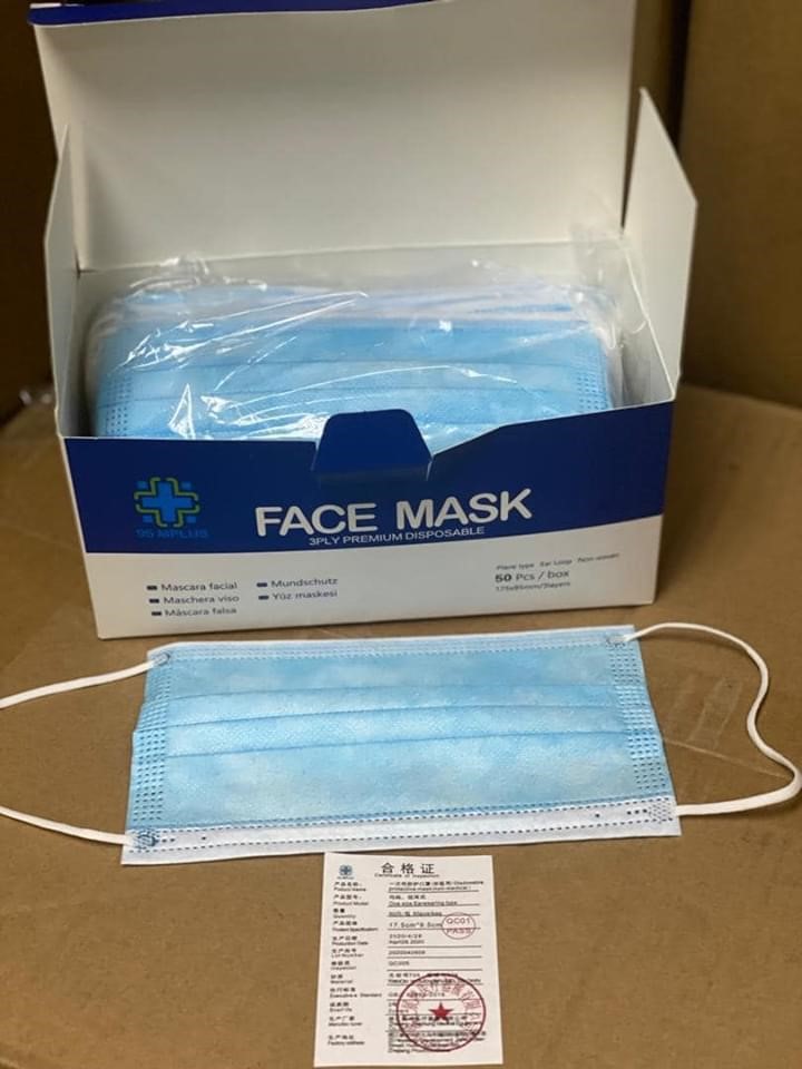 Face Mask 3-ply earloop, 95 MPLUS