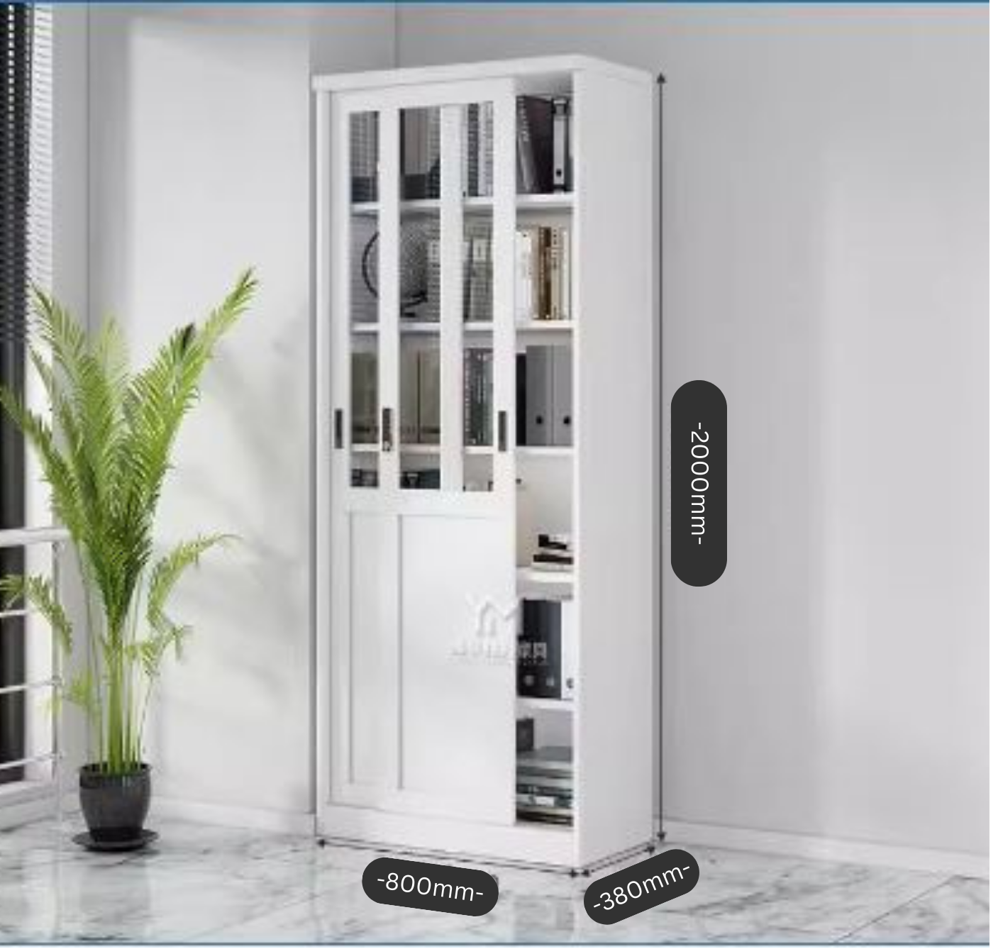 Office password lock bookcase glass sliding door