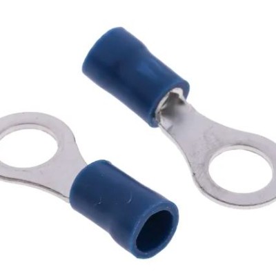 "RS PRO Insulated Ring Terminal, M6 Stud Size,  1.5mm to 2.5mm Wire Size, Blue Stock no: 534-569"